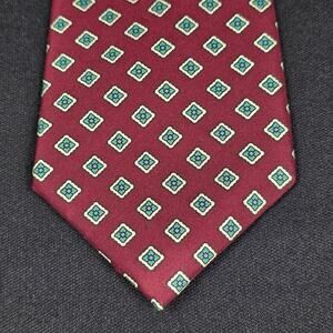Arturo Phillipe Men's Burgundy Silk Geometric Pattern Handmade Necktie